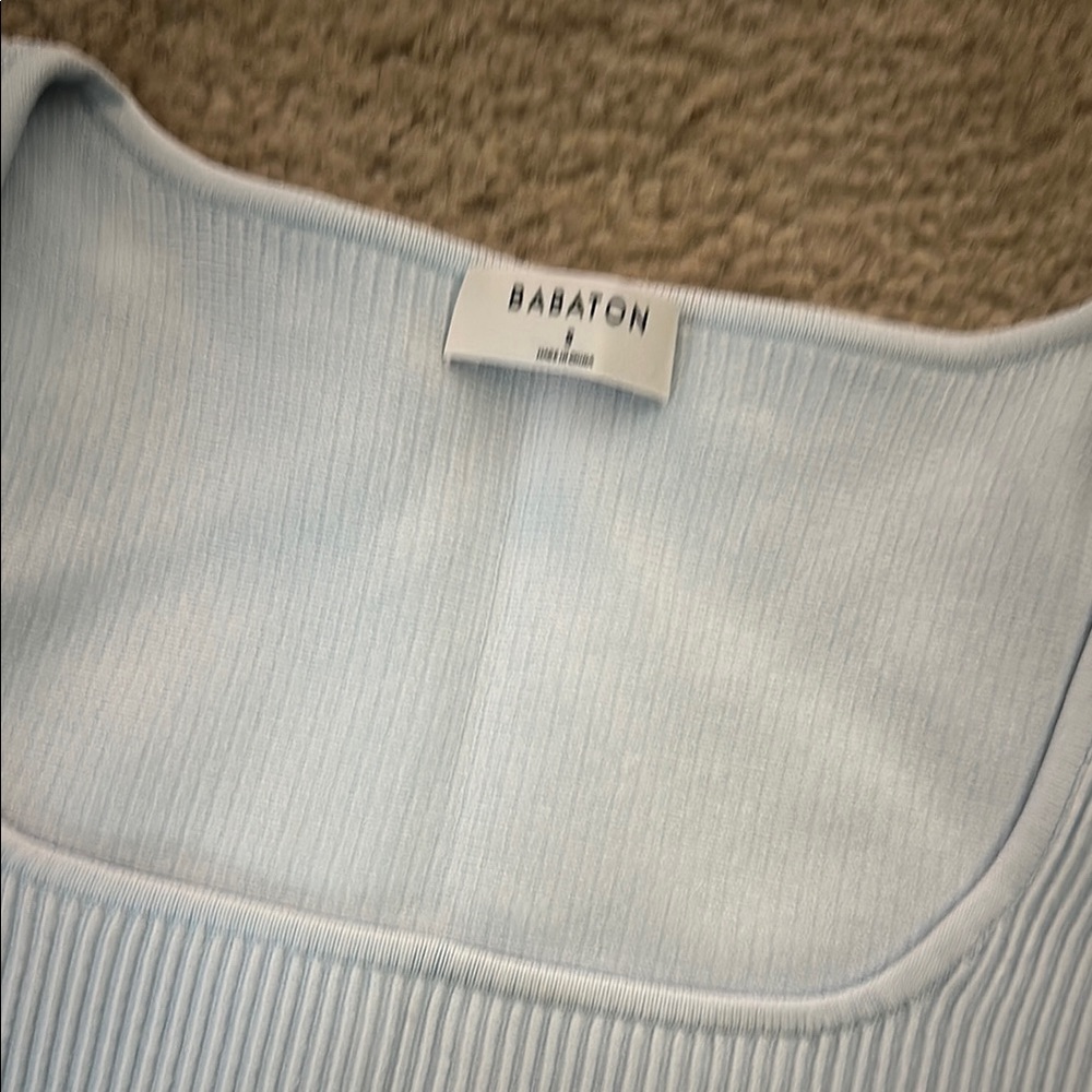 Babaton Light Blue Ribbed Women's Top - Picture 2 of 3
